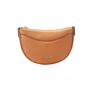 Michael Kors Dover Small Luggage Pebbled Leather Half Moon Crossbody Bag Purse