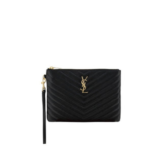 Mala de mão Saint Laurent preta em pele de bezerro Bos Taurus