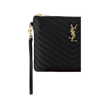 Mala de mão Saint Laurent preta em pele de bezerro Bos Taurus