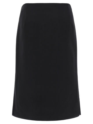 Fendi Black Wool Midi Skirt
