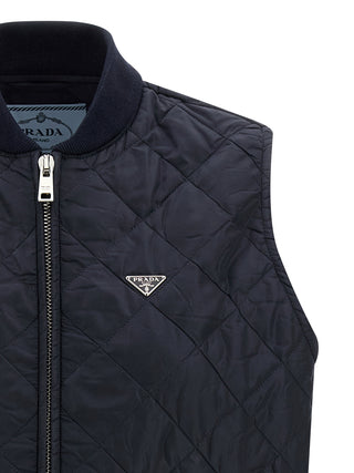 Prada Blue Recycled Polyamide Sleeveless Jacket