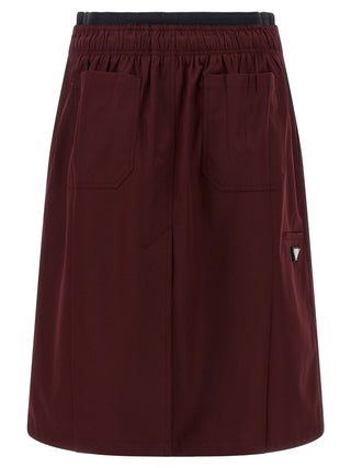 Prada Bordeaux Polyester Midi Skirt