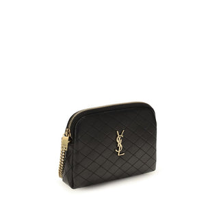 Mala de ombro Saint Laurent em pele de vitelo preta Bos Taurus