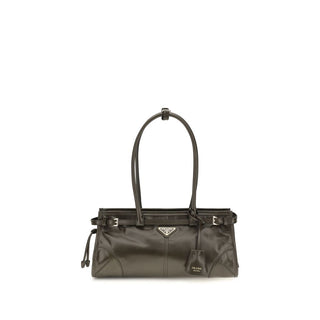 Prada Black Calf Leather Bos Taurus Shoulder Bag