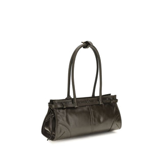 Prada Black Calf Leather Bos Taurus Shoulder Bag