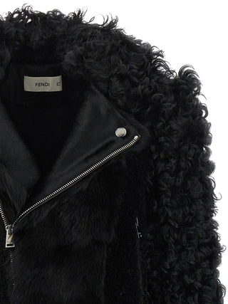 Fendi Black Lamb Leather Biker Jacket