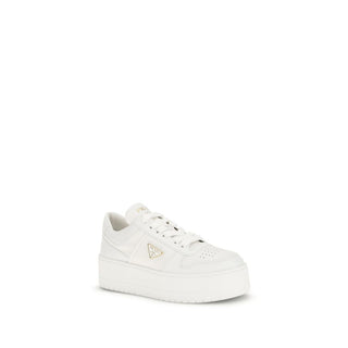 Prada White Calf Leather Bos Taurus Platform Sneakers