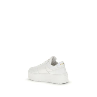 Prada White Calf Leather Bos Taurus Platform Sneakers